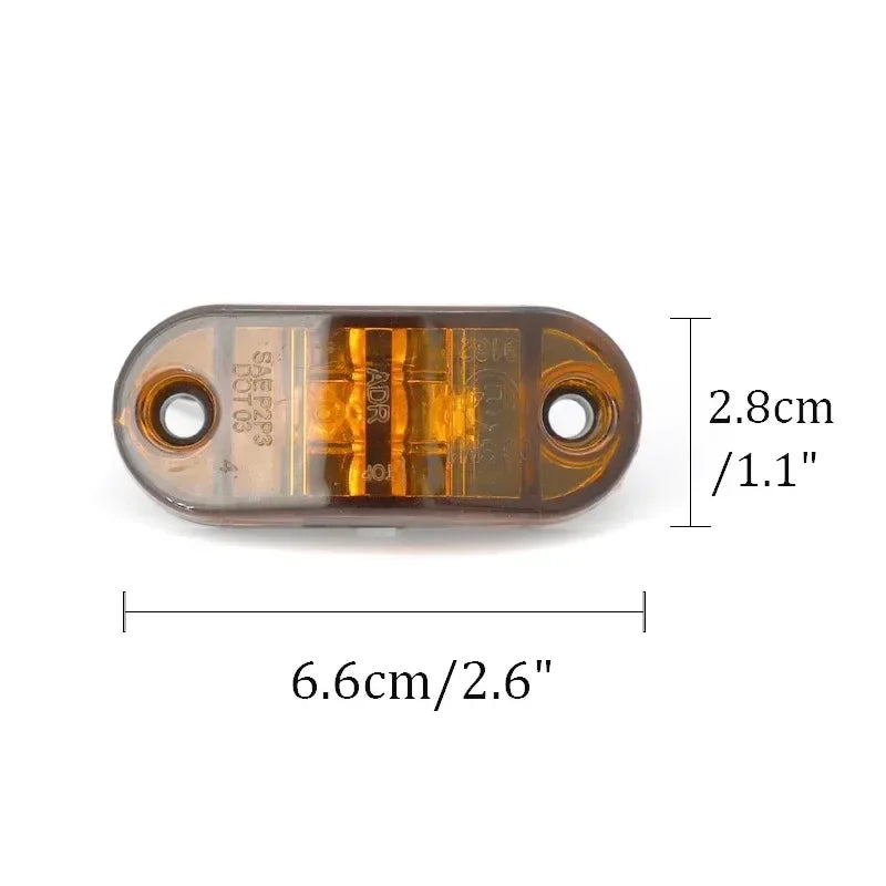 2PCS 12V/24V Truck  Side Marker Warning Light Daytime Running lights DRL LED Lamps LEDs Lights Diode Light for Trailer