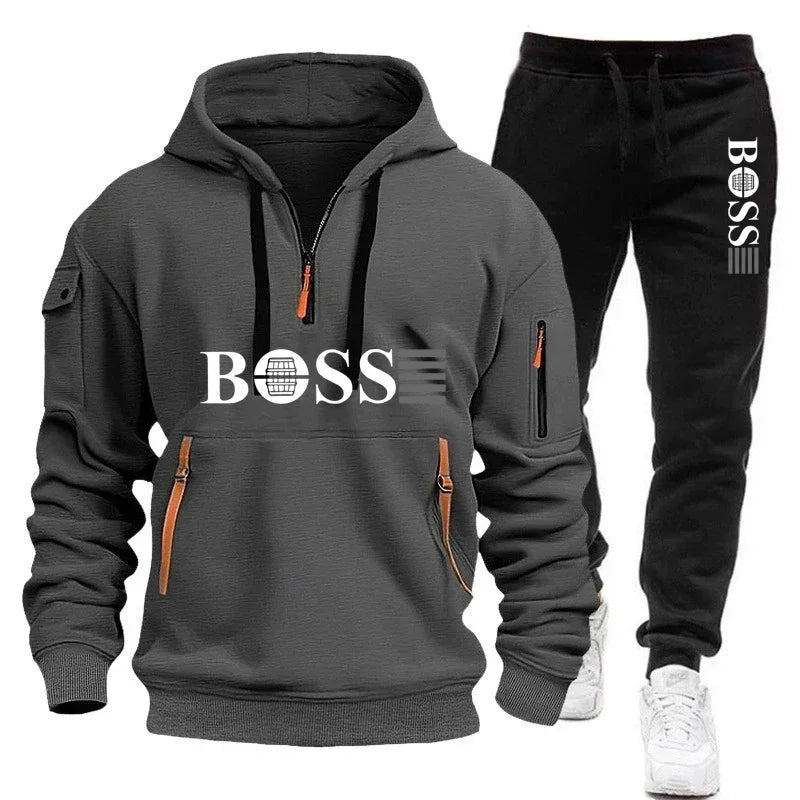 Men's Windproof Pullover Hoodie & Jogger Set