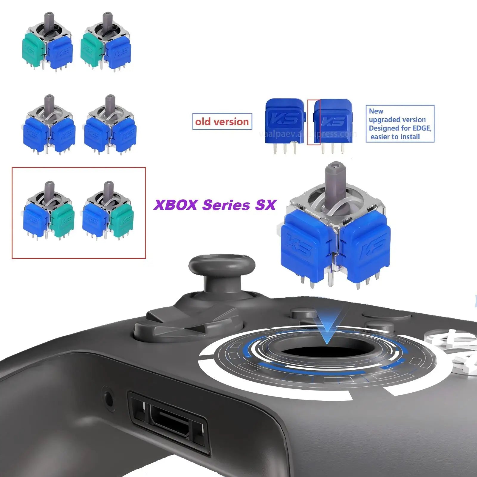 For PS5 PS4 XBOX Series Controller 3D Analog Thumbstick K-Silver JS13 PRO+ TMR Joystick No-Drift Gamepad Replacement Accessories