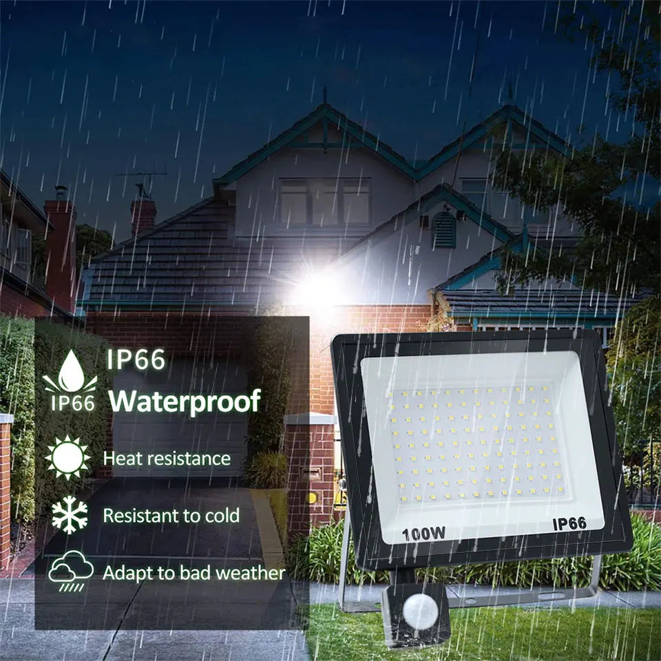 LED Flood Light PIR Motion Sensor 10W 20W 30W 50W 100W 150W 200W 300W AC220V IP66 Waterproof Spotlight Street Floodlight Outdoor