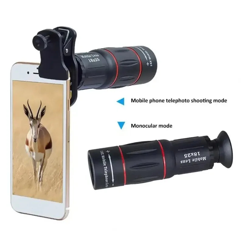 Universal 18x Magnification Telephoto Lens Clip-On Mobile Phone Camera Lens for Concerts - External Zoom