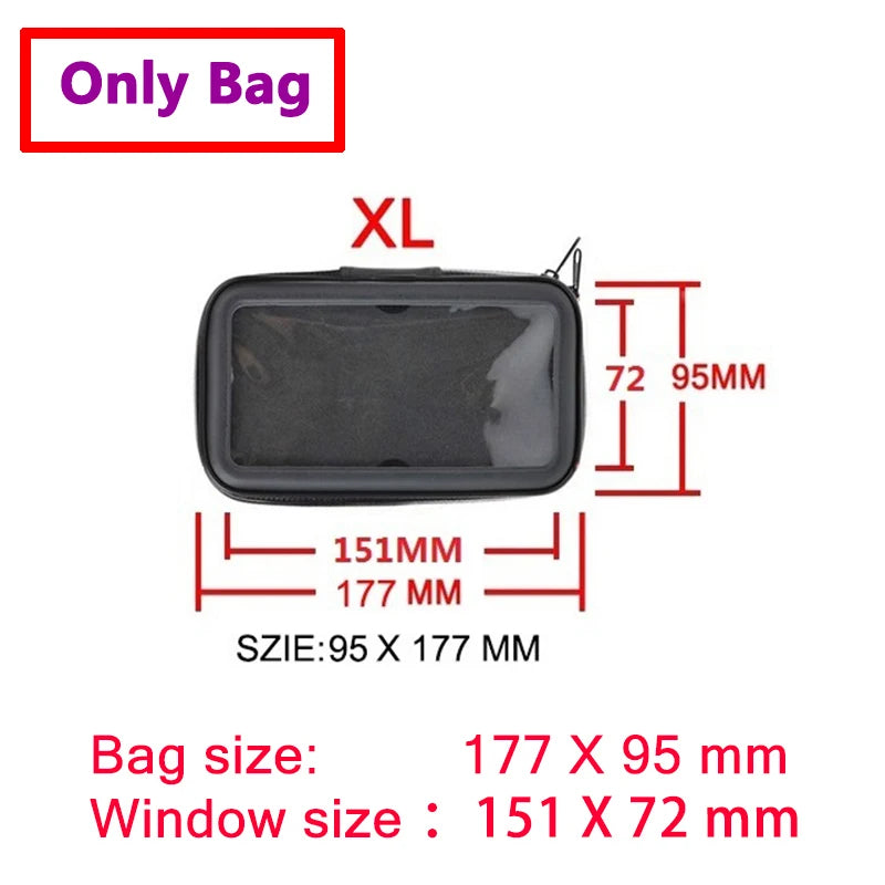 Separate Accessories! Universal Bicycle Motorcycle Phone Holder Waterproof Zipper Pocket Cellphone Handlebar Mount (Not a set)