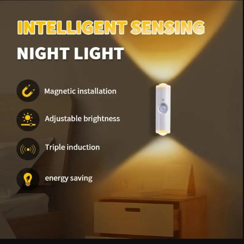 LED Motion Sensor Magnetic Wall Lamp Rechargeable for Night Ambient Illumination