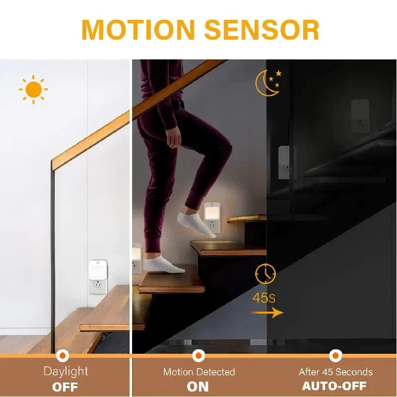 Night Light Motion Sensor With LED Light EU Plug Lamps Children'S Night Light Wireless Night Lamp For Bedside Table Bedroom