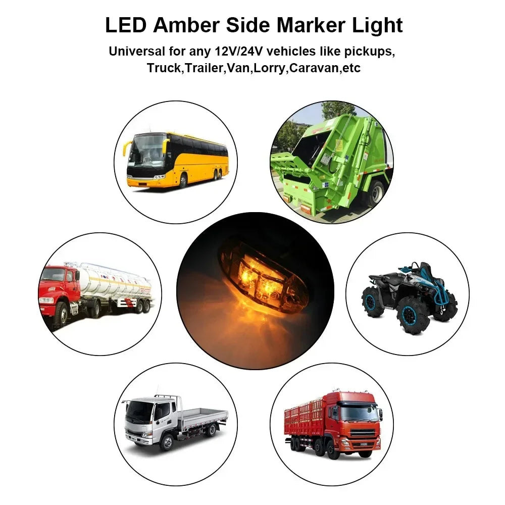 2PCS 12V/24V Truck  Side Marker Warning Light Daytime Running lights DRL LED Lamps LEDs Lights Diode Light for Trailer