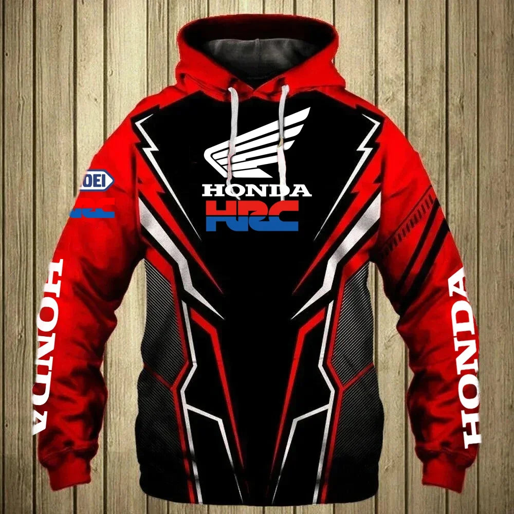 Honda Hoodie Streetwear Fashion Honda Logo 3D Print Men's Hooded Sweatshirt Large Size Outdoor Sport Clothing Honda Racing Suit