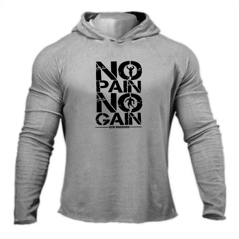 Men's biack Hooded Spring and Autumn Fitness Long Sleeve Hoodies Cotton Gym Clothing Sports Muscle Leisure pure cotton hoodie