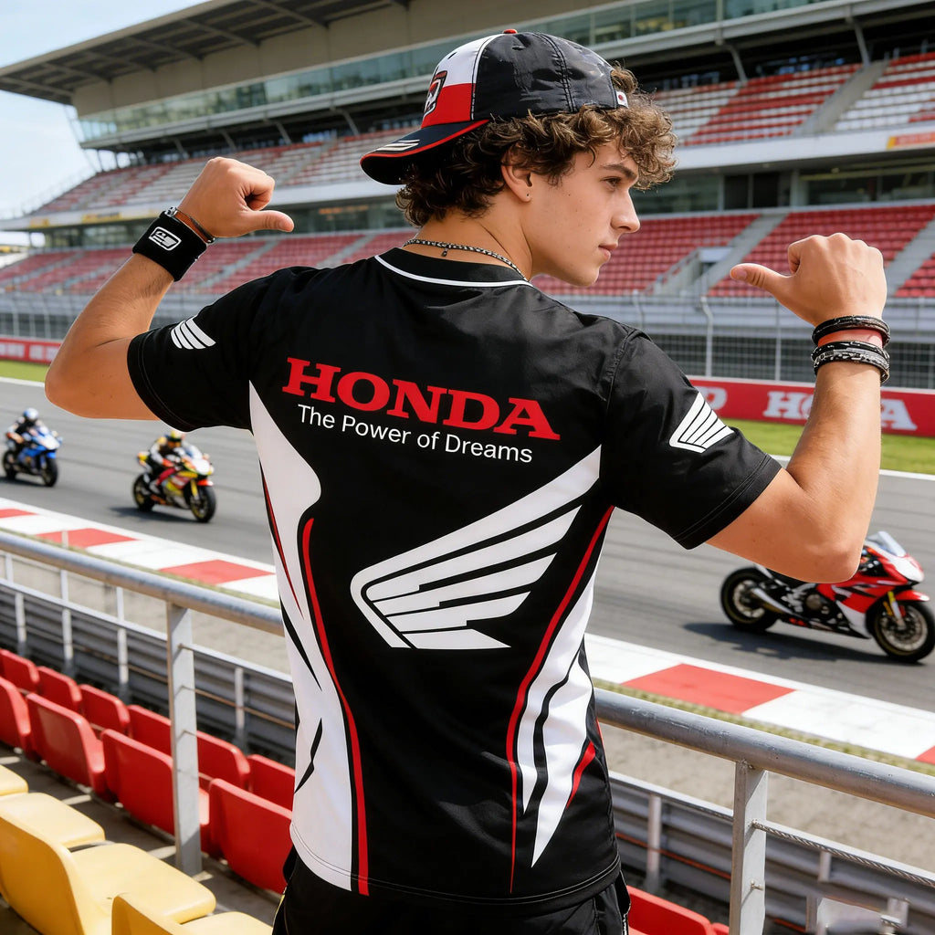 Honda Themed Commemorative Short Sleeved T-Shirt Trendy Car Fan Collection Daily Wear Mechanical Hot Blooded Sports Neat Clean