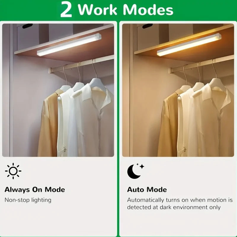 10-50cm Motion Sensor Light Night LED Lamp USB Battery Wall For Home House Room Bedroom Kitchen Wireless Decor Indoor Bathroom