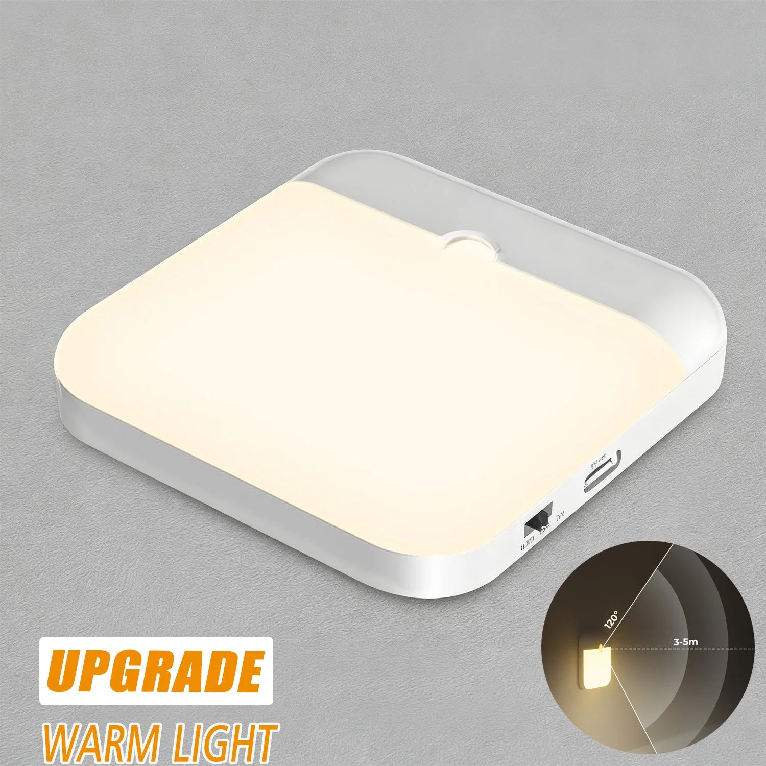 Motion Sensor Light Led Usb TYPE-C Charging Square Lamp for Bedroom Kitchen Stair Hallway Wardrobe Cupboard Lighting Night Light