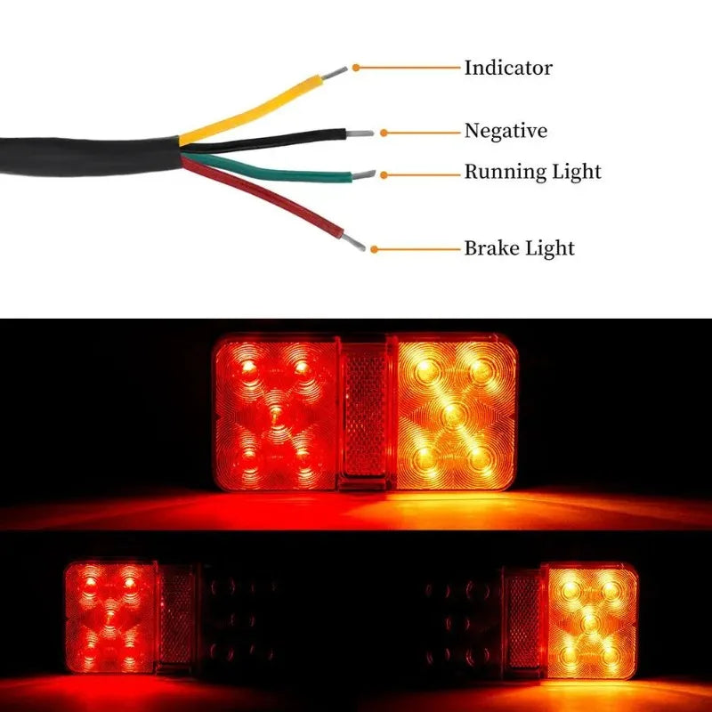 2Pcs 12V/24V LED Truck Tail Lamp Taillight Turn Signal Indicator Stop Lamp Rear Brake Light For Car Truck Trailer Ca Y4P9
