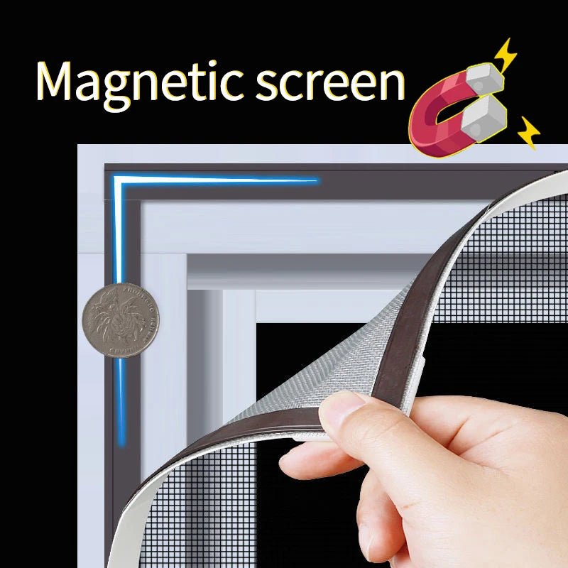 magnetic screen door  mosquito net   Magnetic Window Screen Tulle Mesh Stealth Customize DIY Mesh Curtain Removable Washable