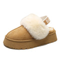 Womens Winter New Fashion Round Toe Designer Thick Bottom Non-slip Slippers Female Outdoor Plush Warm Versatile Cotton Shoes 41