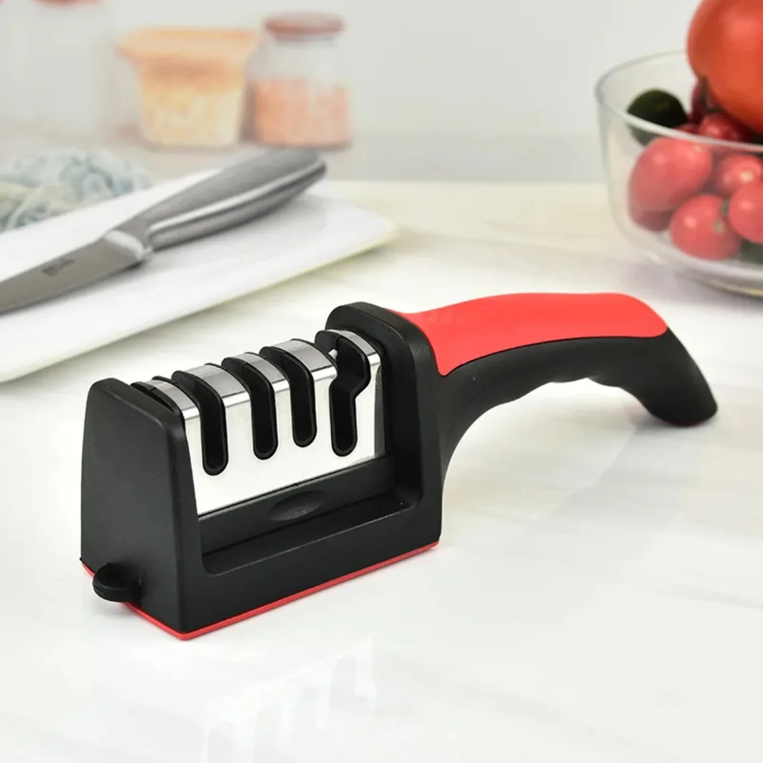 Kitchen 4 Segment Knife Sharpener Multifunctional Portable Non-slip Base Knife Sharpener Household Kitchen Gadgets Accessories