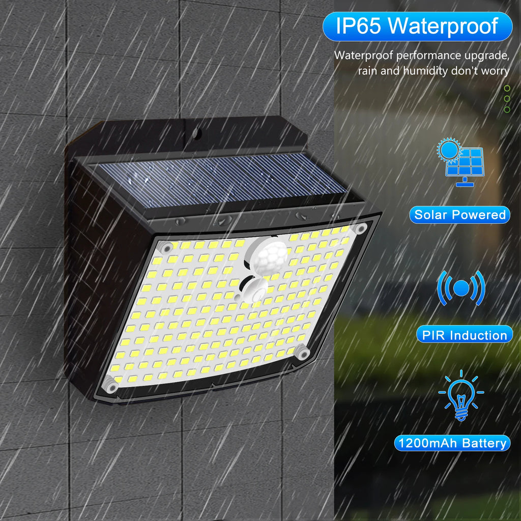 Solar Motion Sensor Lights 158 LEDs with 3 Lighting Modes IP65 Waterproof Motion Sensor Outdoor Solar Wall Lamp for Garden Decor