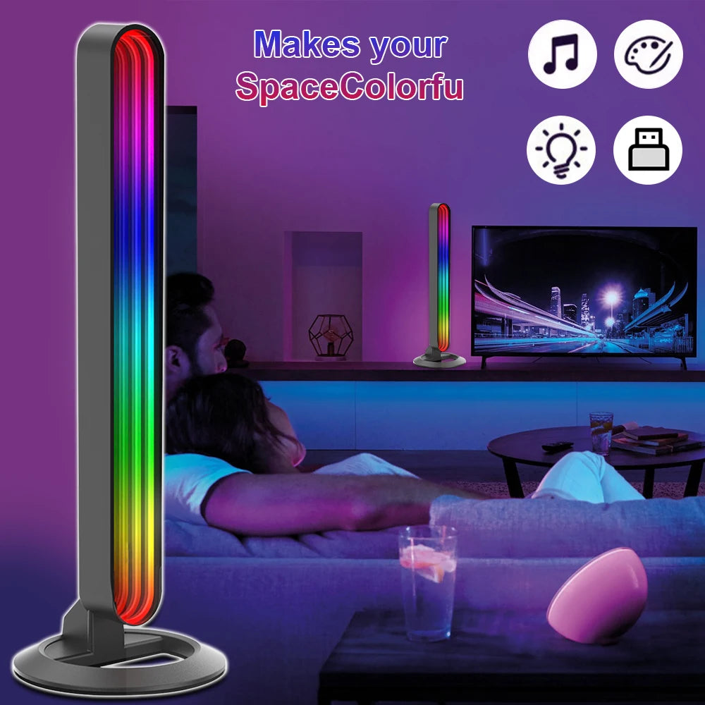 RGBIC Music Rhythm Pickup Lights Bar USB Tuya App Control Desktop Colorful Mirror Strip Light Ambient Night Lamp For Gaming Room