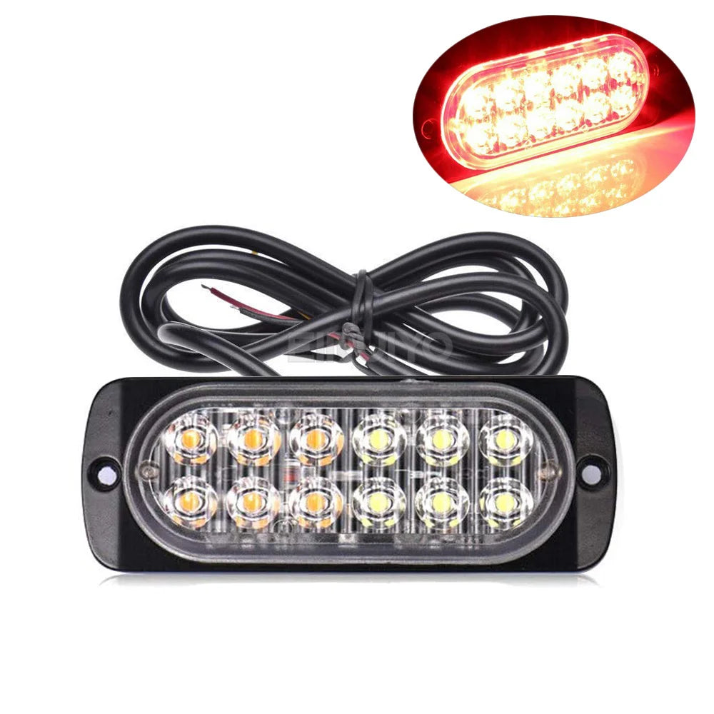 12 LED Strobe Lights Emergency Flashing Beacon Warning Light 12V 24V Stroboscopes For Auto DRL Car Truck Police Amber Red Blue