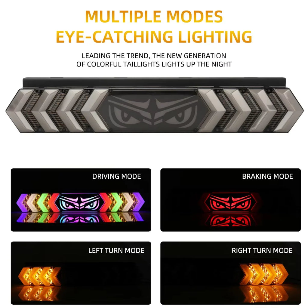 12V 24V Truck Tail Lights RGB Seven Colours Driving Lights Turn Signal Lights LED Brake Flashing Warning Lights Devil's Eye Lamp