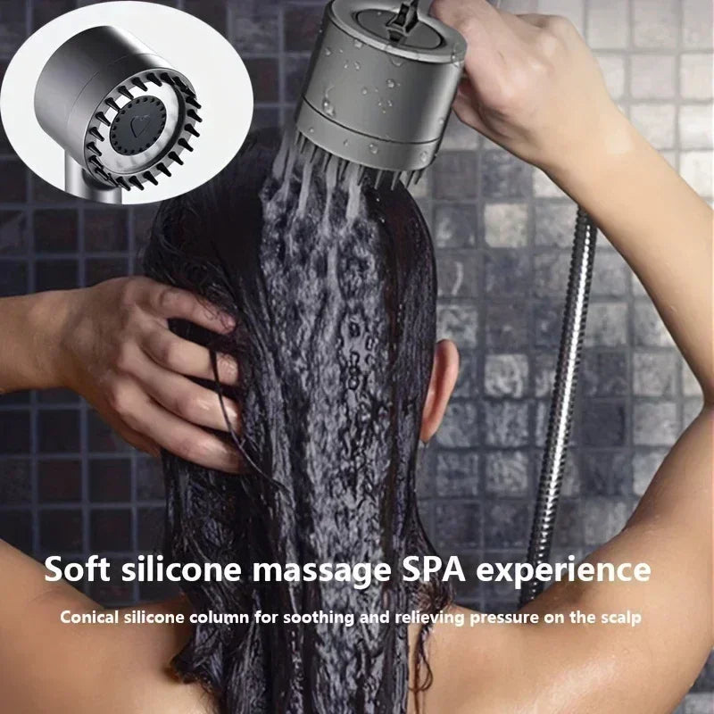 Shower Head with Filter High Pressure Shower Knobs Showers Head One-Key Stop Water Massage Shower System Bathroom Accessories