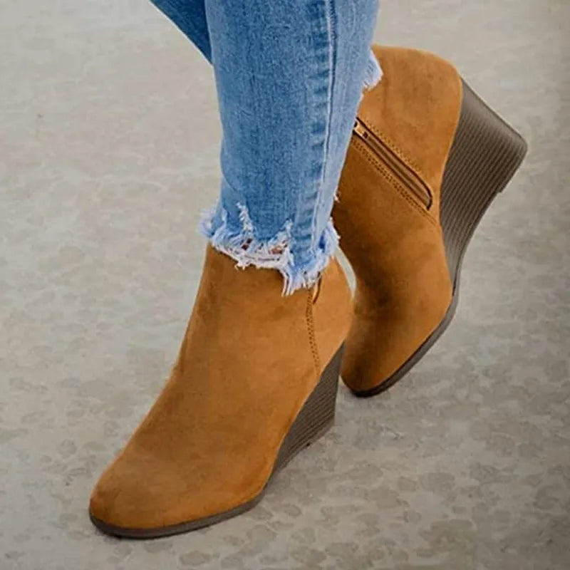 2025 New Womens Boots Side Zip Women Wedge Shoes Fashion Lightweight Ankle Boots Summer High Quality Shoes for Women Botas Mujer