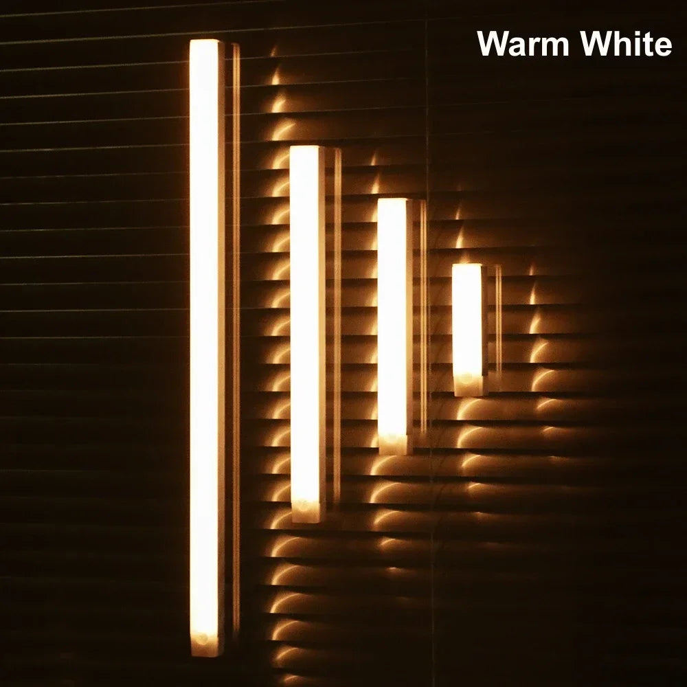 Rechargeable Motion Sensor LED Bar Light Induction Under Cabinet Lamp USB 5V Dimmable Night Light Room Aisle Tube Detector Bulb