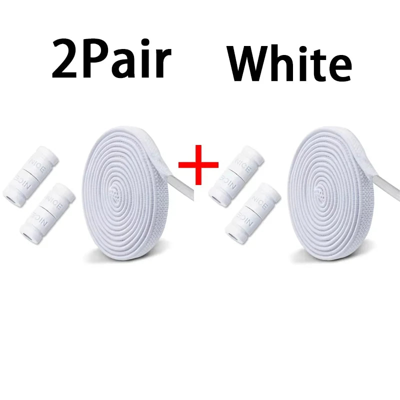 Elastic Laces Sneakers No Tie Shoe laces Colorful Capsule Lock Shoelaces Without ties Kids Adult 0.6cm Flat Shoelace 1Pair/2Pair