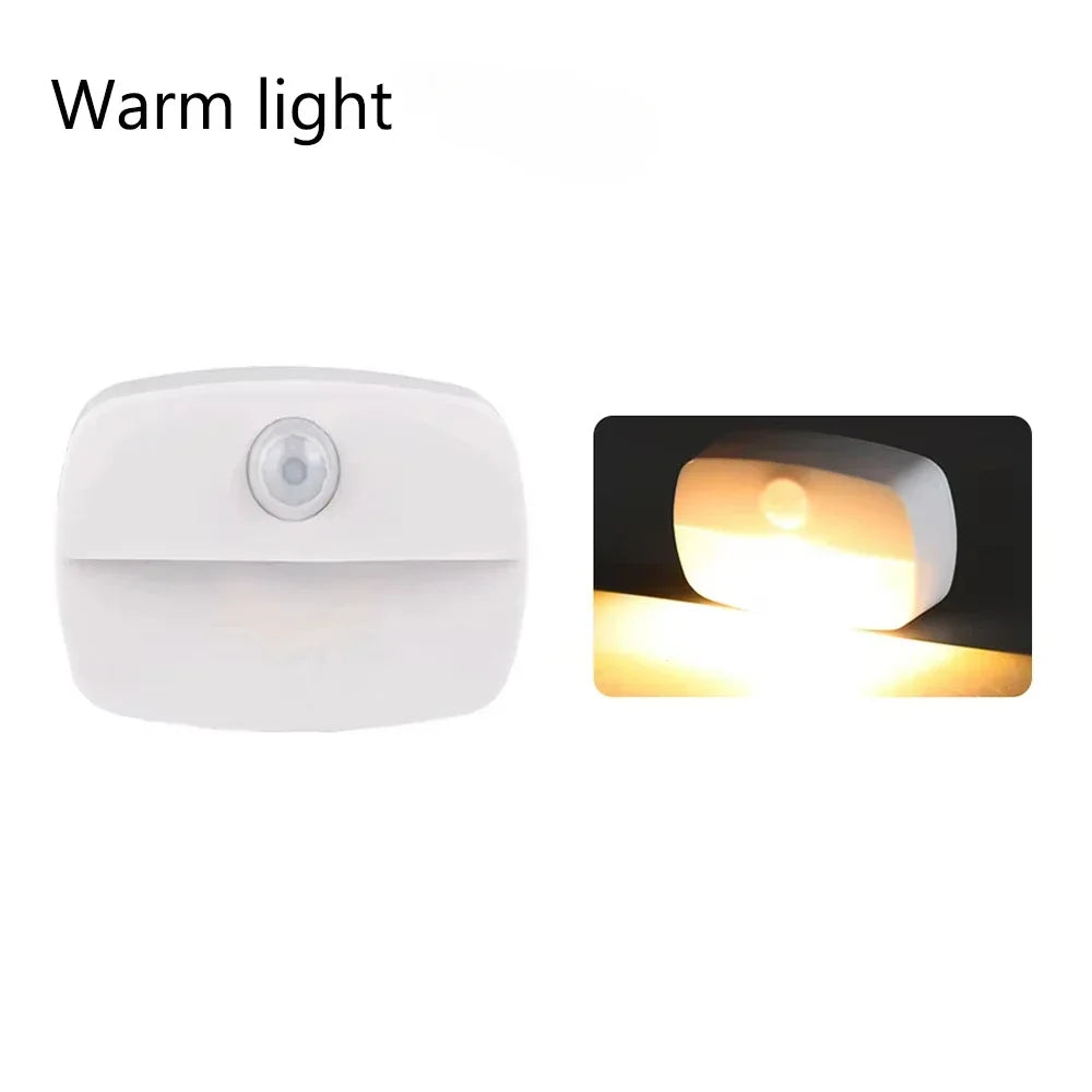 LED Motion Sensor Night Light PIR Intelligent Under Cabinet Light Battery Power Wireless Wall Lamp for Bedroom Hallway Stairs