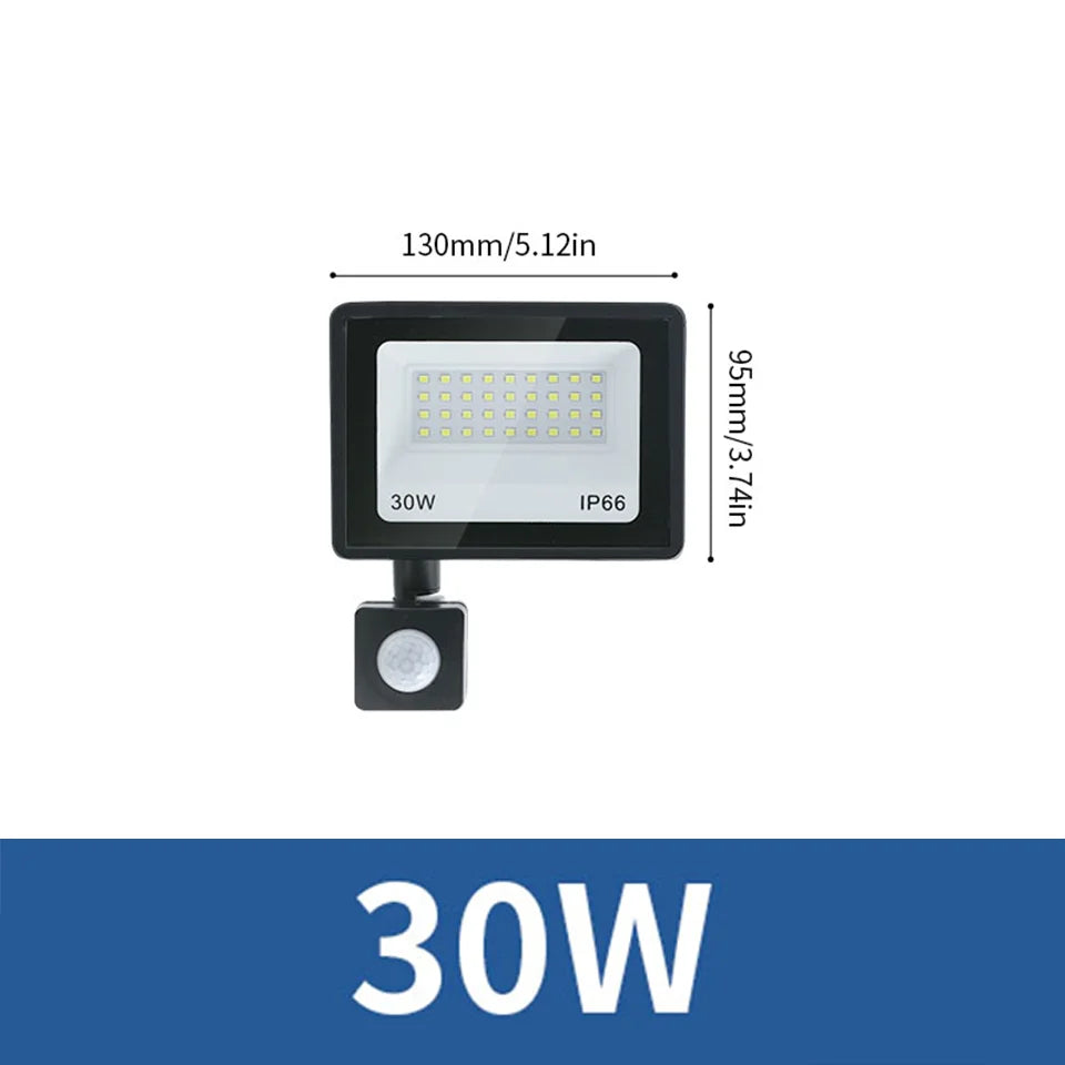 LED Flood Light PIR Motion Sensor 10W 20W 30W 50W 100W 150W 200W 300W AC220V IP66 Waterproof Spotlight Street Floodlight Outdoor
