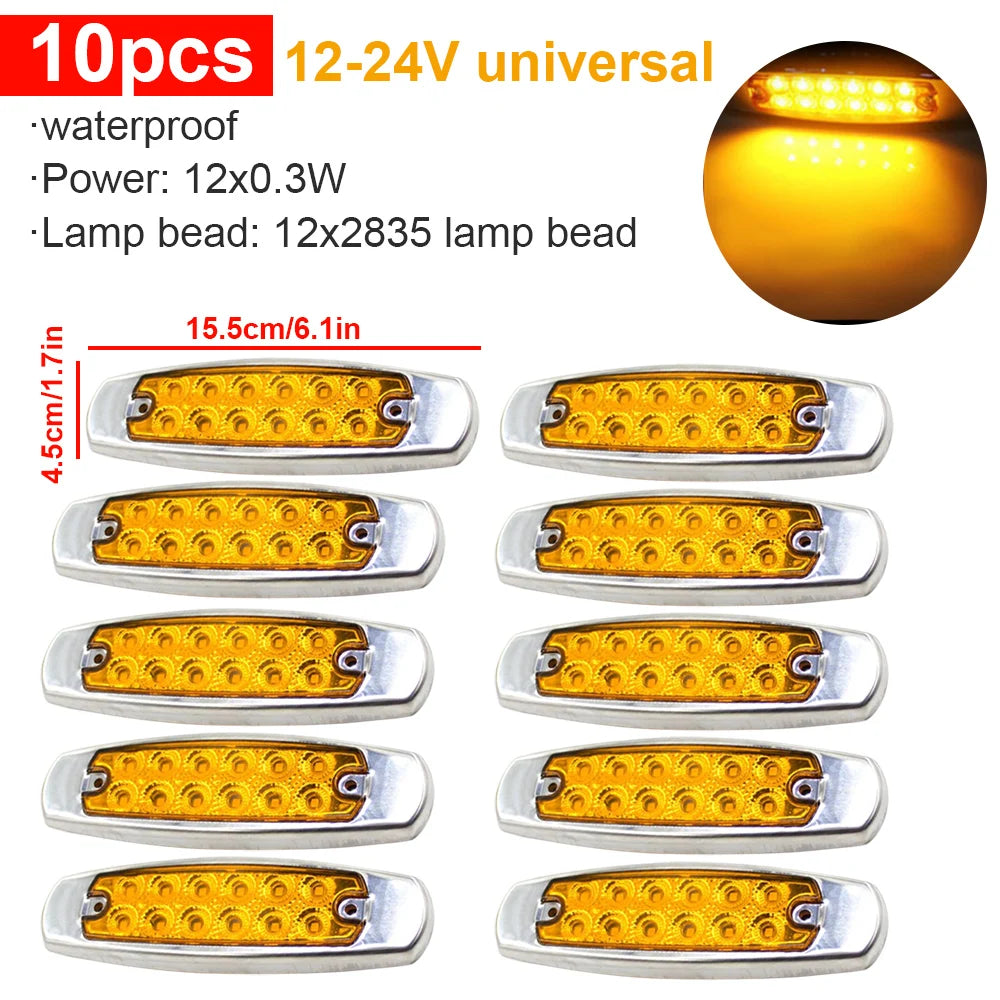 12/24V Auto Trucks Side Marker Light Front/Rear Trailer Turn Signal Light Indicator Light Rear Lights Car Yellow Led Lamp