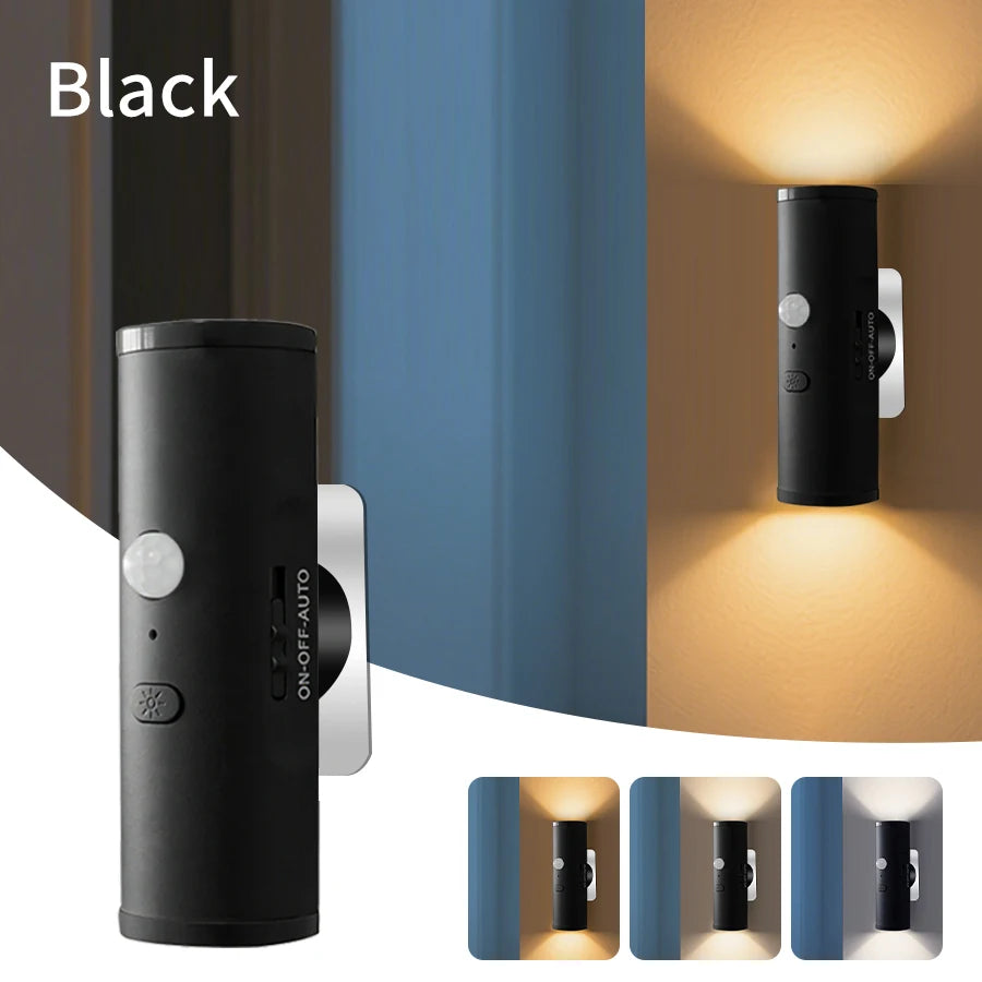 LED Night Light with Motion Sensor Rechargeable Magnetic Wall Lamp Dimmable Cabinet Hallway Stairs Bedroom Mood Ambient Light