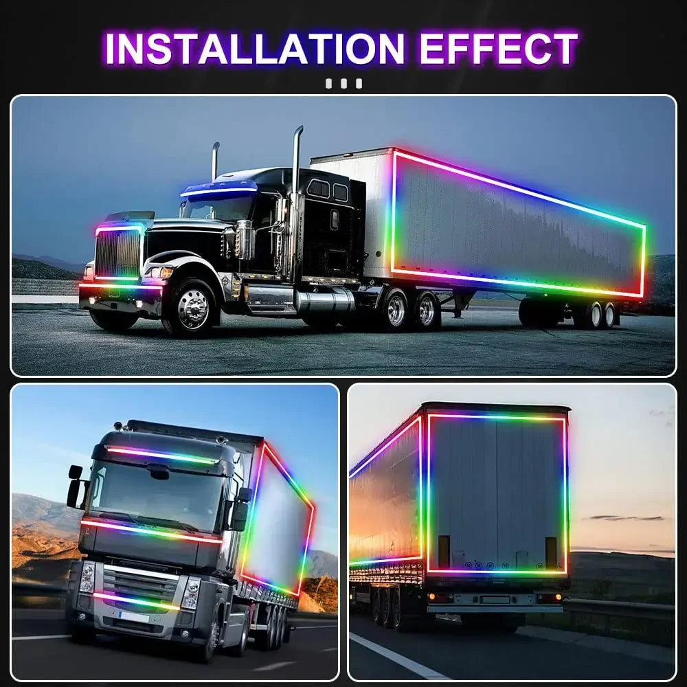 Truck Led Singal Light Night Driving Safety Warning Light Rgb 7 Colorful Flashing Atmosphere Lamp 24V Car Decorative Light