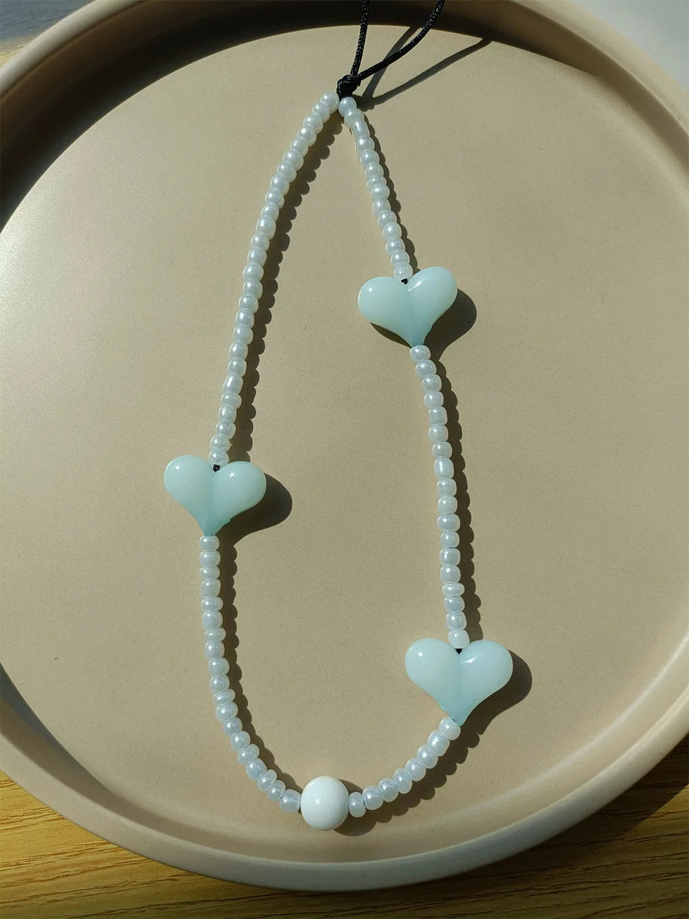 KKBEAD Kpop Black Matte Beads Phone Charm Pink Heart Strap Jewelry Korean Stars Phone Chains Lanyard Cellphone Accessories