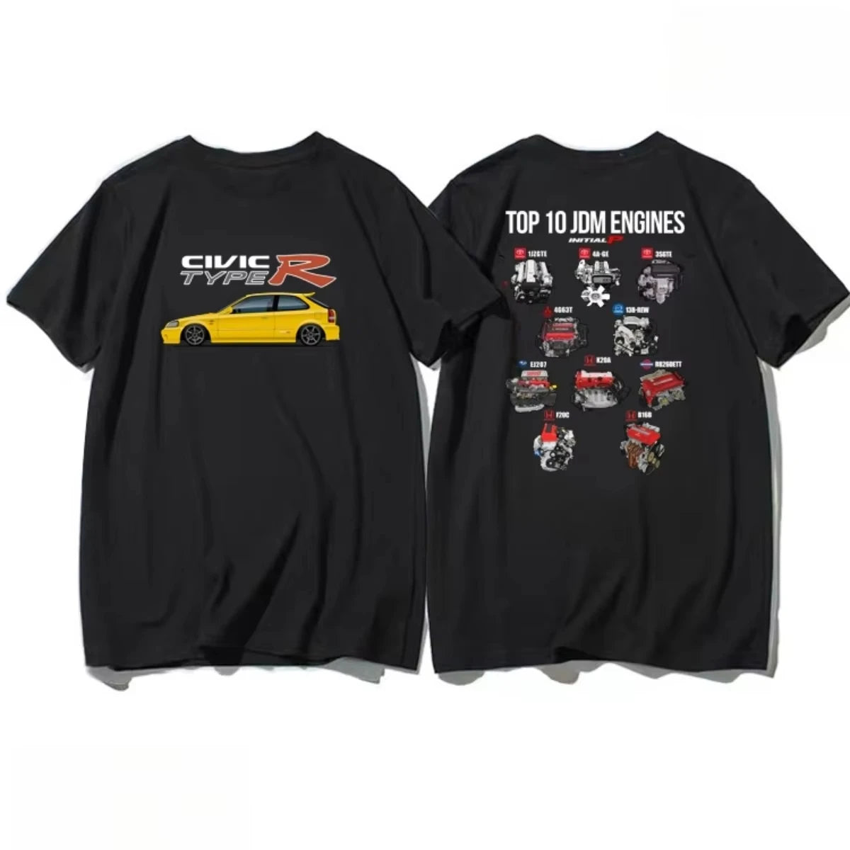 Honda Civic FD2 sports car K20 engine fit car JDM racing T-shirt short-sleeved pure cotton cultural shirt customization