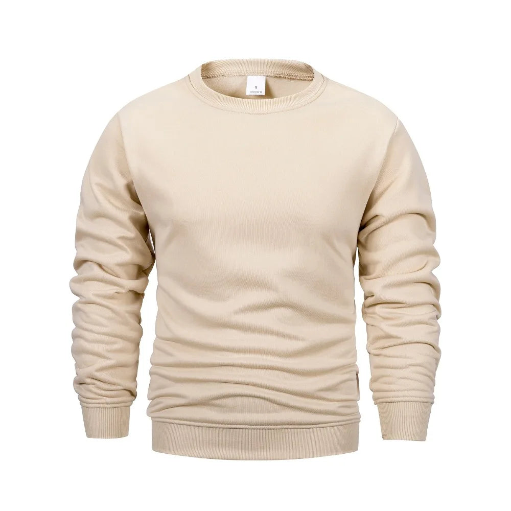 Men's Fleece Warm Hoodies Solid Crew Neck Sweatshirt - Fashion Casual Long Sleeve Pullover for Daily Wear & Outdoor Activities