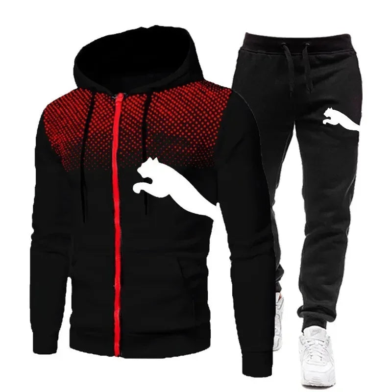 Men's Zip Hoodie & Jogger Sweatshirt Set