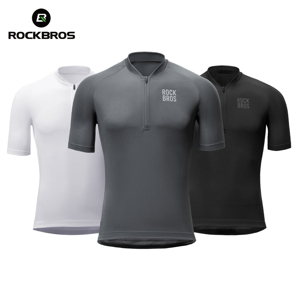 ROCKBROS Men Cycling Jersey Summer Breathable MTB Road Bicycle T-shirts Quick Dry Sports Run Short Sleeve T-shirt Bike Tops