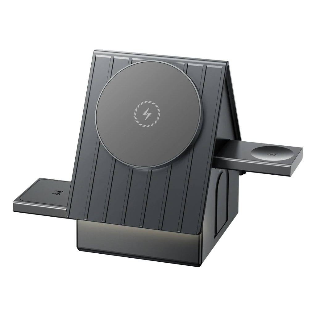 Multifunctional Wireless Charger Stand with 3-in-1electric Retractable,fast15W,type-c Wireless Charging,Warm White Ambient Light