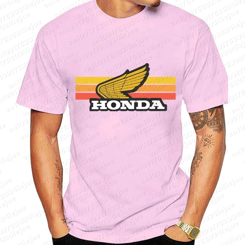 Honda Sunset Retro Men's T-shirt Summer Short-Sleeve Women's T-shirt 2025 New Fashionable 100% Cotton Couple Motorcycle Top