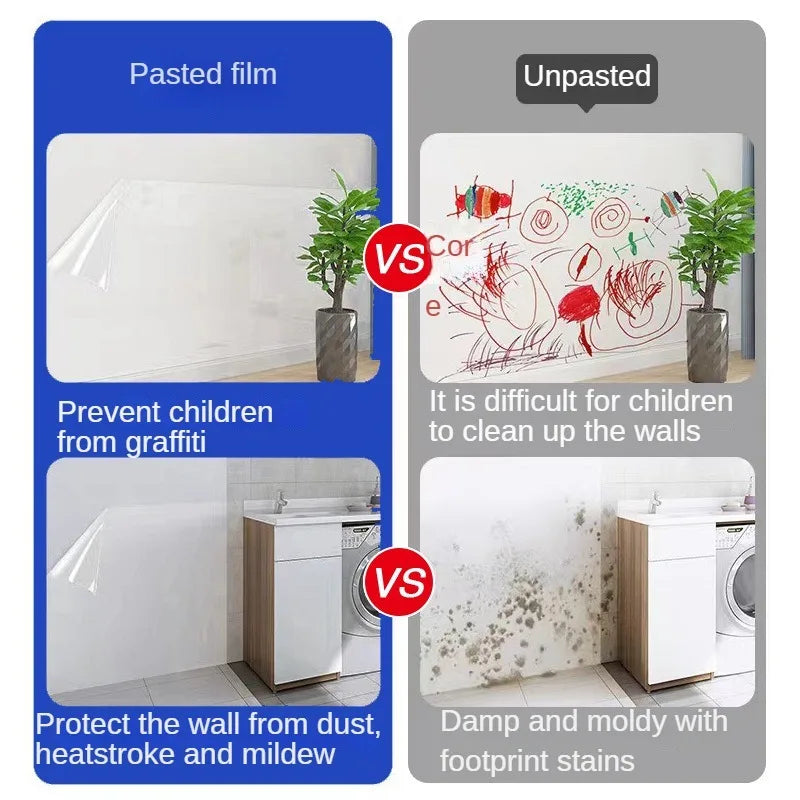 3/5/10m Transparent Electrostatic Protective Film Self Adhesive Oil Proof Wall Sticker Wallpaper Waterproof Film Home Decor
