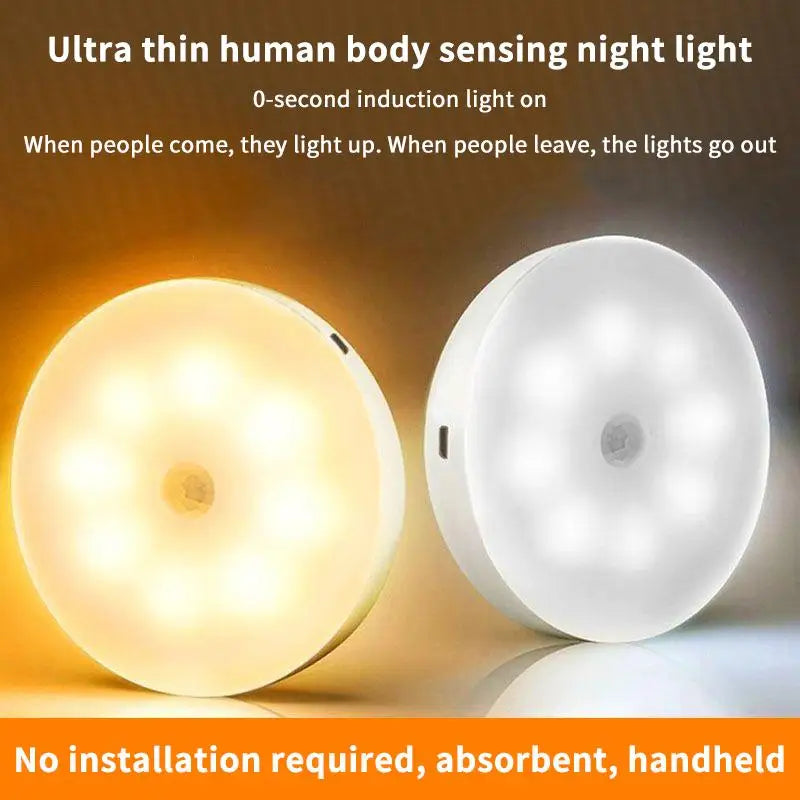 Motion Sensor LED Night Light USB Rechargeable Night Lamp For Kitchen Cabinet Wardrobe Lamp Staircase Wireless Closet Light