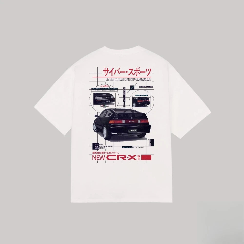 Honda Men's and Women's T-shirt Summer Cotton Tee Honda Vintage JDM Short-sleeved Spring and Autumn Motorcycle Cycling Top