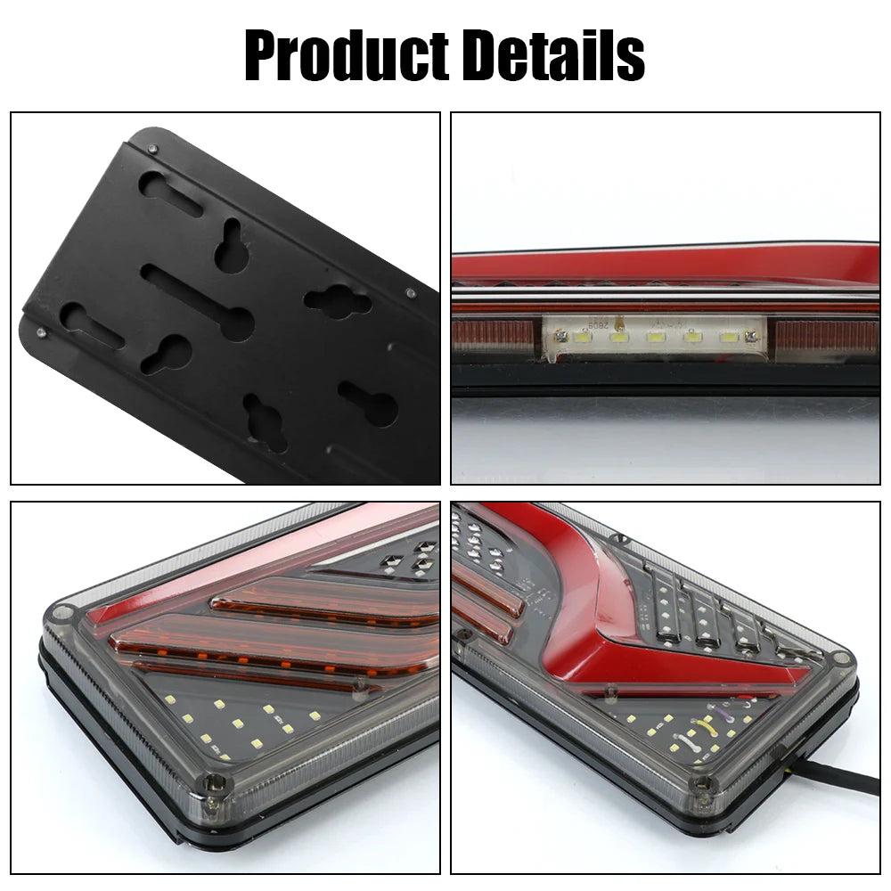 12/24V Trailer Lorry Bus Camper Caravan 2PCS Turn Signal Rear Brake Lights Dynamic LED Reverse Lamp Truck Tail Light