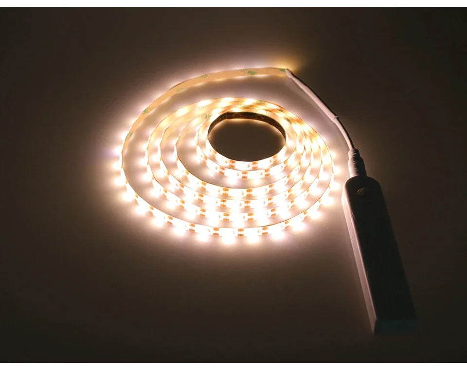 Led Light Strip PIR Motion Sensor Induction Led Strip Battery 60leds/m 2835smd Under Bed Lamp For Closet Wardrobe Cabinet Stairs