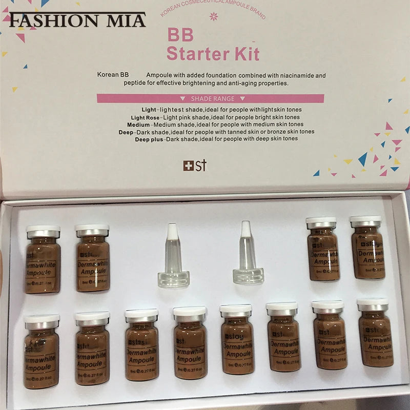 12PCS Korea BB Cream Skin Boost Kit Niacinamide/Peptide Foundation Serum Moisturize Antioxidant Sunscreen Face Skin Care