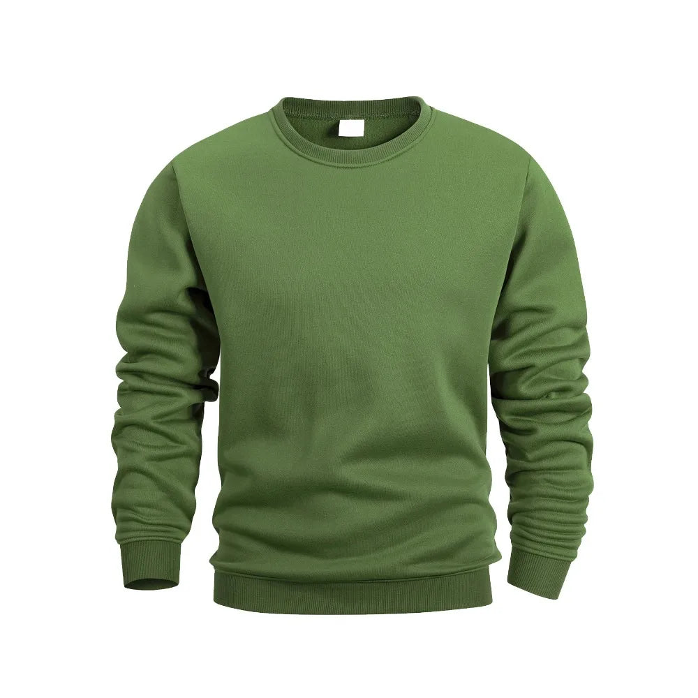 Men's Fleece Warm Hoodies Solid Crew Neck Sweatshirt - Fashion Casual Long Sleeve Pullover for Daily Wear & Outdoor Activities