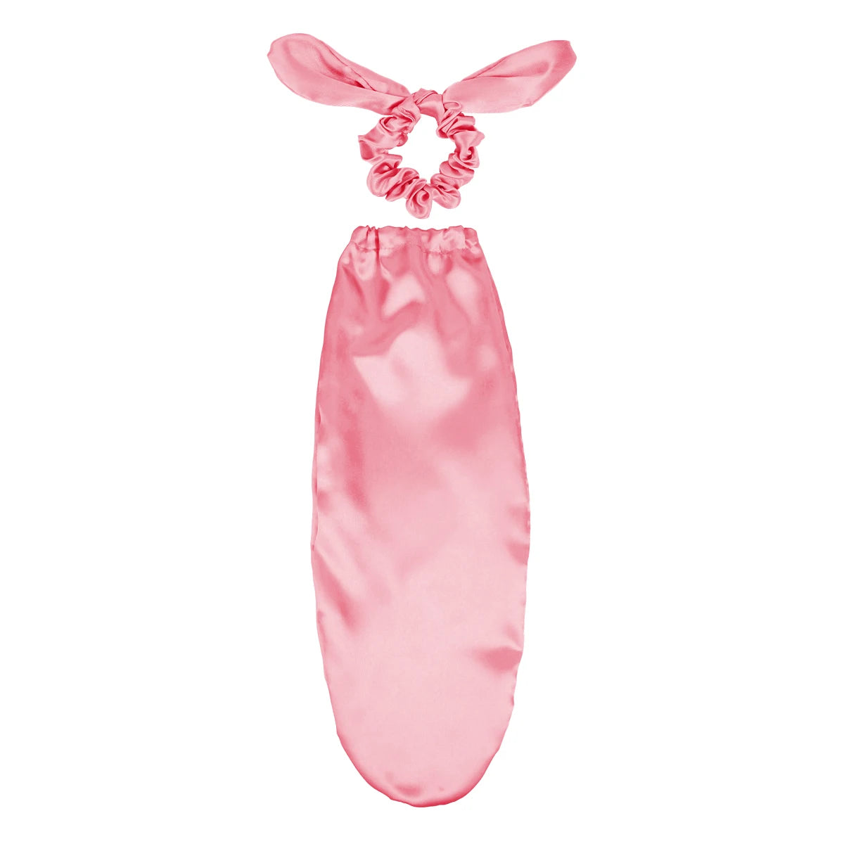 Satin Sleep Cap with Hair Bow Scrunchies, Soft Long Hair Bonnet for Long Hair, Hair Protector for Daily Use & Nighttime