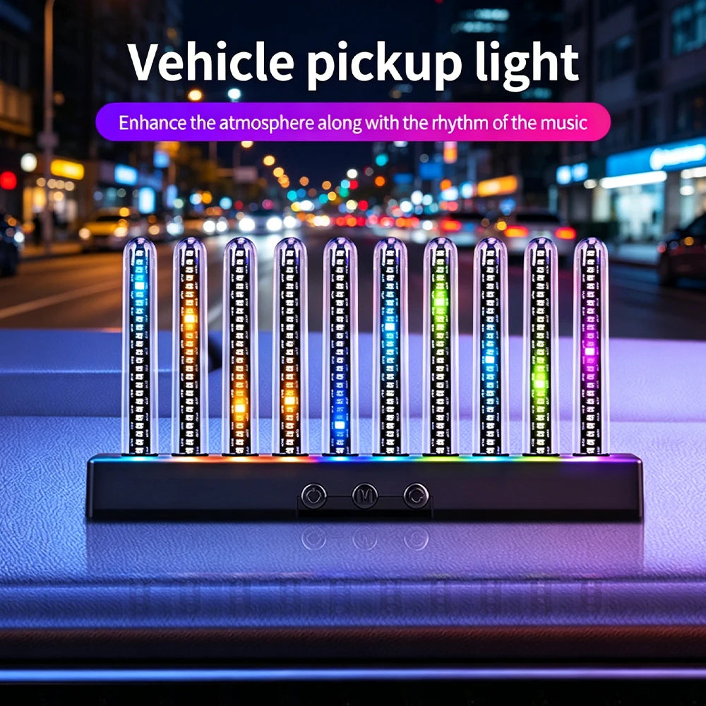 RGB Music Rhythm Light Sound Activated LED Equalizer Pickup Light for Car Desktop E-Sports Room Ambient Decor