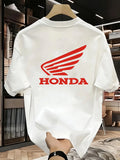 Men's and women's Honda cotton T-shirts, short sleeved retro casual fashion T-shirts for motorcycle racing, off-road enthusiasts