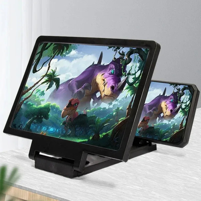 3D Phone Screen Magnifier for Smartphones Foldable Stand Adjustable Zoom Flip Phone Magnifier for Movie/Video/Gaming Devices