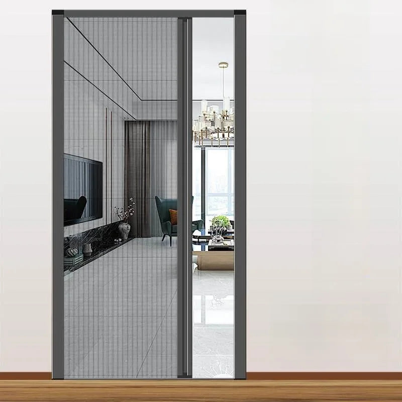 Invisible Mosquito-Proof Aluminum Alloy Sliding Door Curtain Home Entrance Screen Door Retractable Window Mesh Curtain